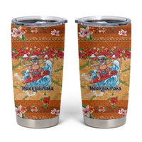 Hawaii Mele Kalikimaka Tumbler Cup Funny Santa Claus Surfing on Tropical Plants LT03 Multicolor - Polynesian Pride