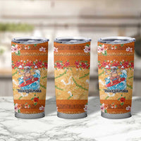 Hawaii Mele Kalikimaka Tumbler Cup Funny Santa Claus Surfing on Tropical Plants LT03 - Polynesian Pride