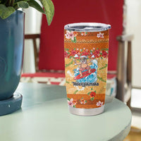 Hawaii Mele Kalikimaka Tumbler Cup Funny Santa Claus Surfing on Tropical Plants LT03 - Polynesian Pride