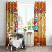 Hawaii Mele Kalikimaka Window Curtain Funny Santa Claus Surfing on Tropical Plants - Polynesian Pride