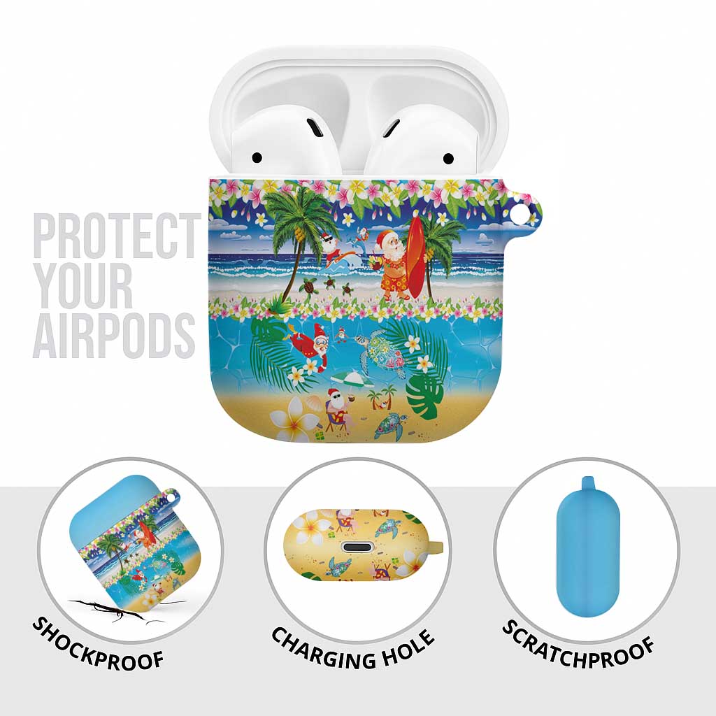 Polynesian Merry Christmas AirPods Case Funny Santa Beach Tropical Plant and Turtle - Polynesian Pride