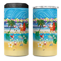 Polynesian Merry Christmas 4 in 1 Can Cooler Tumbler Funny Santa Beach Tropical Plant and Turtle LT03 One Size: 16 oz Multicolor - Polynesian Pride