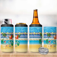 Polynesian Merry Christmas 4 in 1 Can Cooler Tumbler Funny Santa Beach Tropical Plant and Turtle LT03 - Polynesian Pride