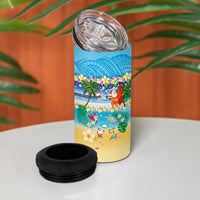 Polynesian Merry Christmas 4 in 1 Can Cooler Tumbler Funny Santa Beach Tropical Plant and Turtle LT03 - Polynesian Pride