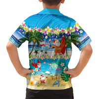 Polynesian Merry Christmas Family Matching Off Shoulder Maxi Dress and Hawaiian Shirt Funny Santa Beach Tropical Plant and Turtle LT03 - Polynesian Pride