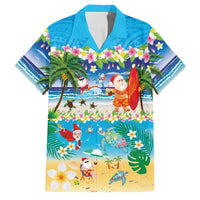 Polynesian Merry Christmas Family Matching Puletasi and Hawaiian Shirt Funny Santa Beach Tropical Plant and Turtle LT03 Dad's Shirt - Short Sleeve Multicolor - Polynesian Pride