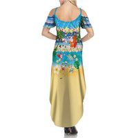 Polynesian Merry Christmas Family Matching Summer Maxi Dress and Hawaiian Shirt Funny Santa Beach Tropical Plant and Turtle LT03 - Polynesian Pride
