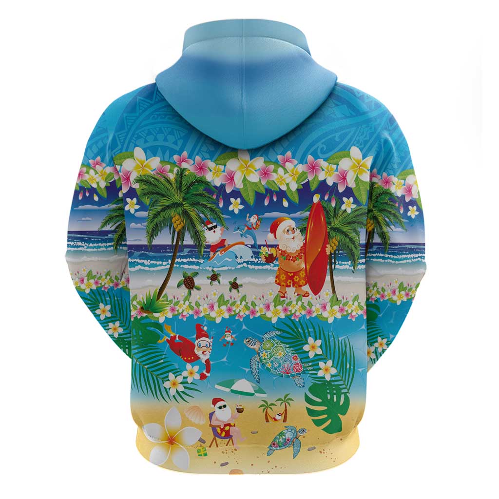 Polynesian Merry Christmas Hoodie Funny Santa Beach Tropical Plant and Turtle LT03 - Polynesian Pride