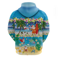 Polynesian Merry Christmas Hoodie Funny Santa Beach Tropical Plant and Turtle LT03 - Polynesian Pride