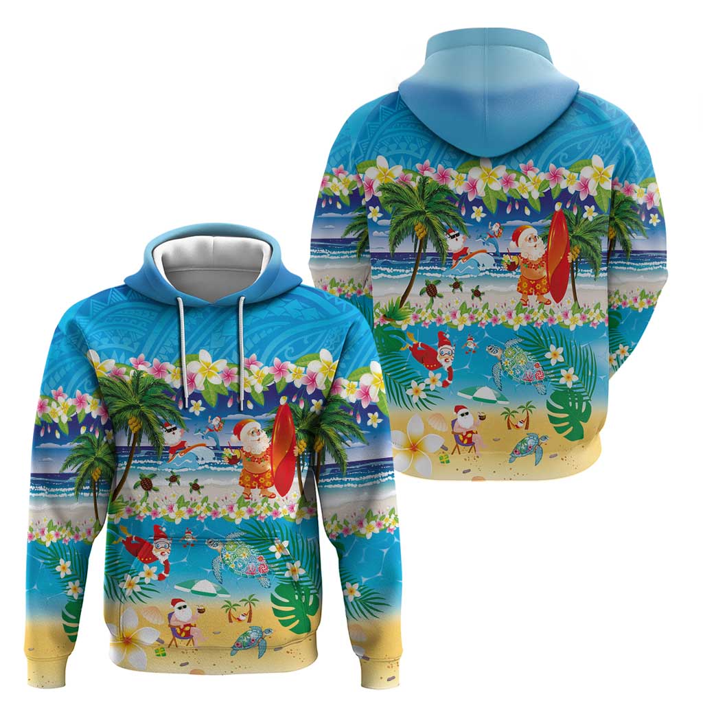 Polynesian Merry Christmas Hoodie Funny Santa Beach Tropical Plant and Turtle LT03 - Polynesian Pride