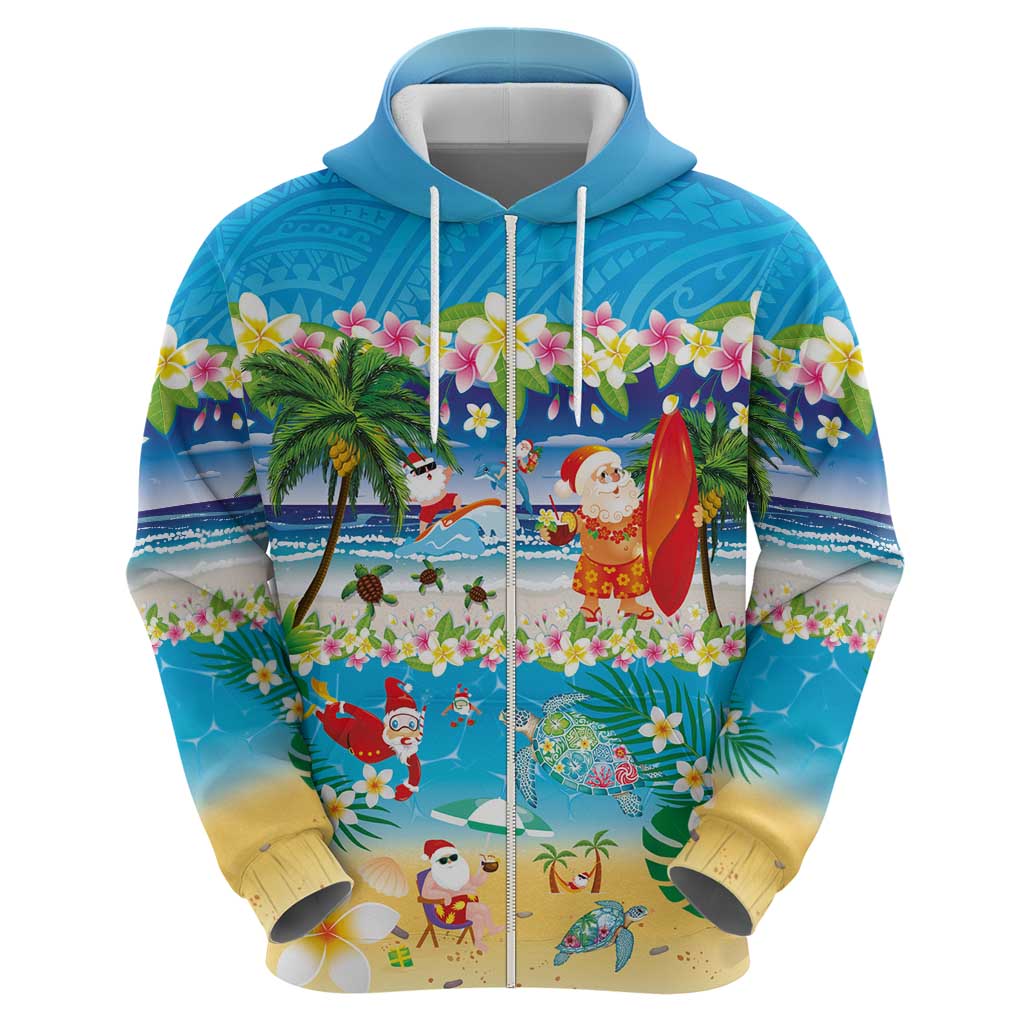Polynesian Merry Christmas Hoodie Funny Santa Beach Tropical Plant and Turtle LT03 - Polynesian Pride