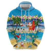 Polynesian Merry Christmas Hoodie Funny Santa Beach Tropical Plant and Turtle LT03 - Polynesian Pride