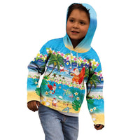 Polynesian Merry Christmas Kid Hoodie Funny Santa Beach Tropical Plant and Turtle - Polynesian Pride