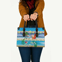 Polynesian Merry Christmas Leather Bag Funny Santa Beach Tropical Plant and Turtle - Polynesian Pride