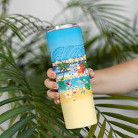 Polynesian Merry Christmas Skinny Tumbler Funny Santa Beach Tropical Plant and Turtle LT03 - Polynesian Pride