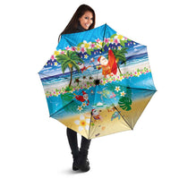 Polynesian Merry Christmas Umbrella Funny Santa Beach Tropical Plant and Turtle LT03 - Polynesian Pride