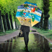Polynesian Merry Christmas Umbrella Funny Santa Beach Tropical Plant and Turtle LT03 - Polynesian Pride
