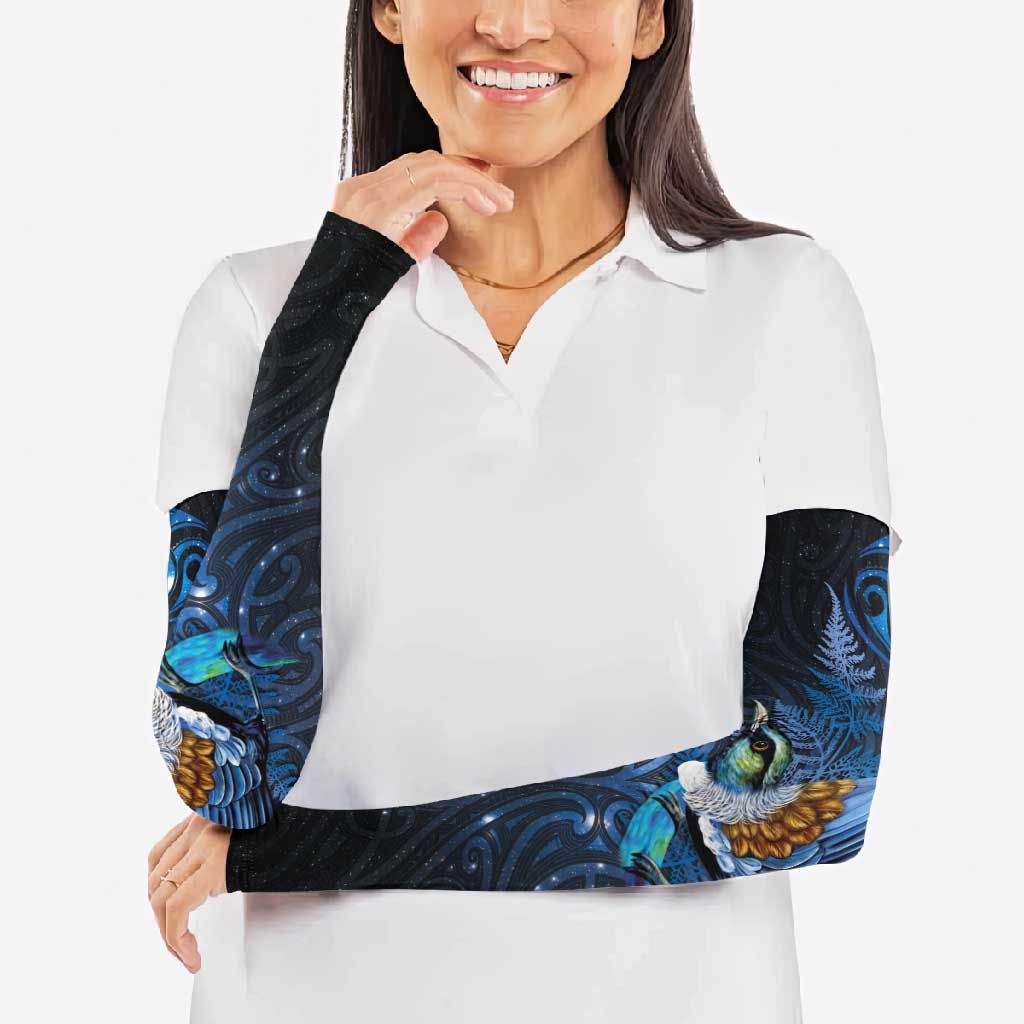 Aotearoa Matariki Arm Sleeves Maori Tribal with Silver Fern and Tui Bird Galaxy Style LT03 - Polynesian Pride