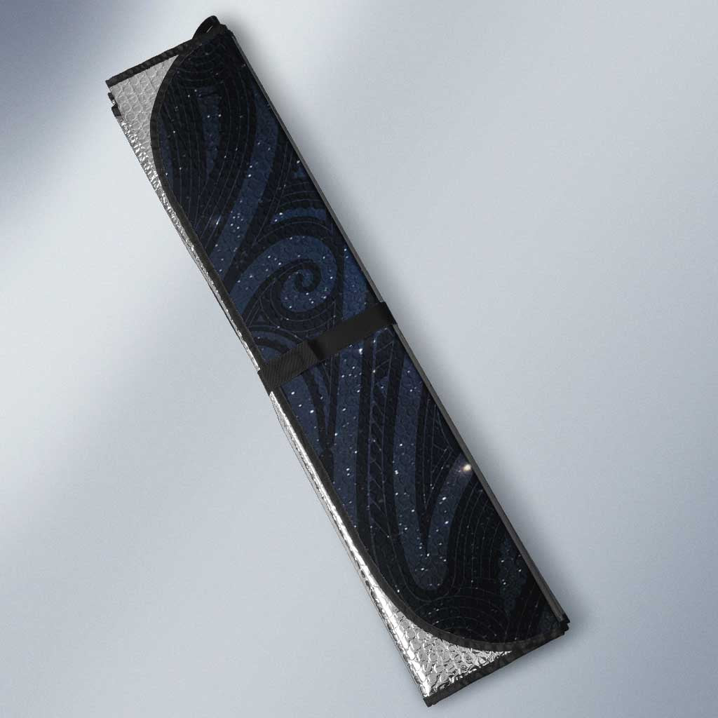 Aotearoa Matariki Auto Sun Shade Maori Tribal with Silver Fern and Tui Bird Galaxy Style - Polynesian Pride
