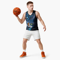 Aotearoa Matariki Basketball Jersey Maori Tribal with Silver Fern and Tui Bird Galaxy Style LT03 - Polynesian Pride