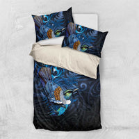 Aotearoa Matariki Bedding Set Maori Tribal with Silver Fern and Tui Bird Galaxy Style - Polynesian Pride
