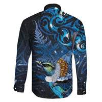 Aotearoa Matariki Family Matching Off Shoulder Maxi Dress and Hawaiian Shirt Maori Tribal with Silver Fern and Tui Bird Galaxy Style LT03 - Polynesian Pride