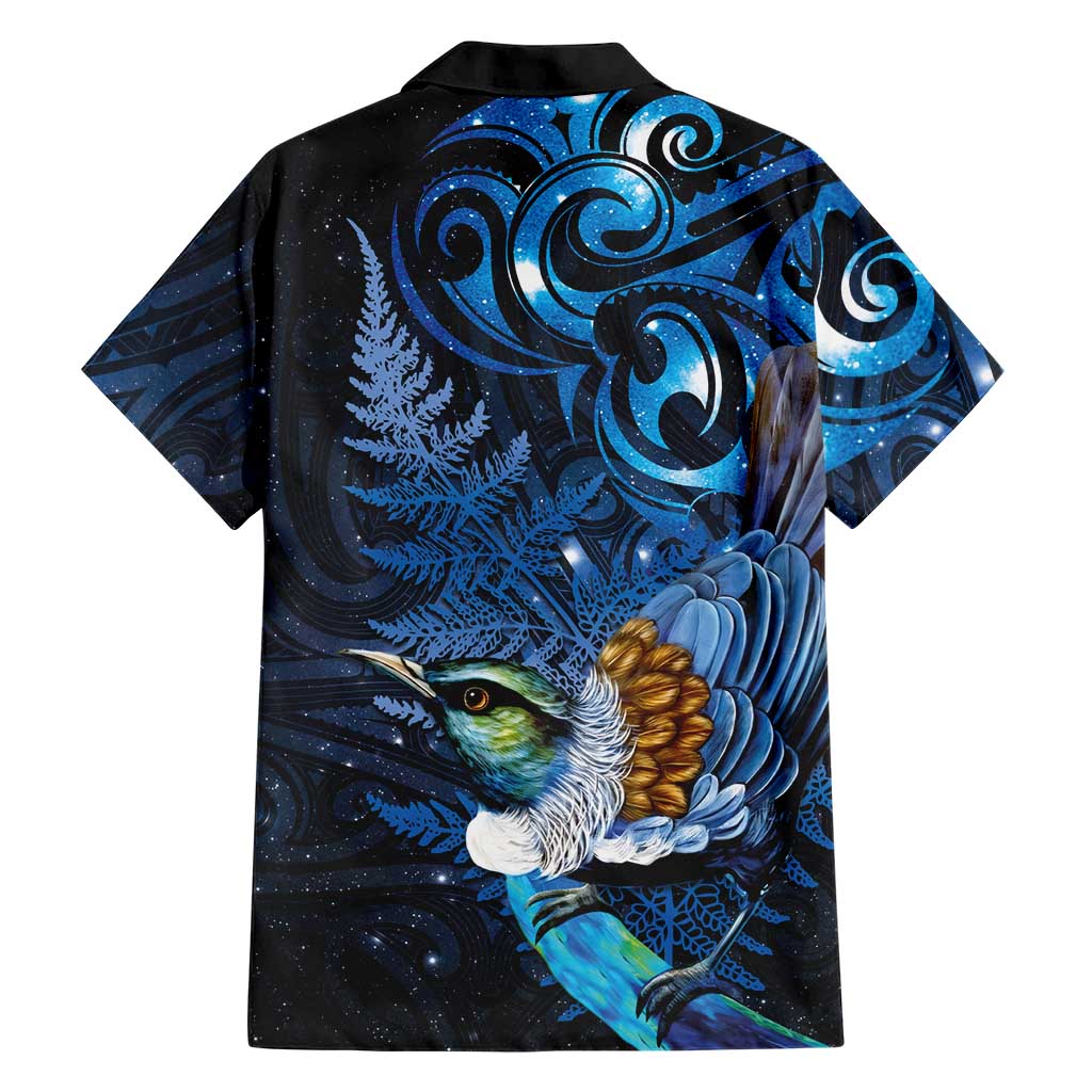 Aotearoa Matariki Hawaiian Shirt Maori Tribal with Silver Fern and Tui Bird Galaxy Style LT03 - Polynesian Pride