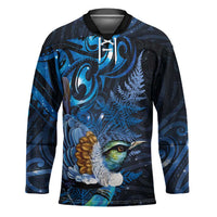 Aotearoa Matariki Hockey Jersey Maori Tribal with Silver Fern and Tui Bird Galaxy Style LT03 Unisex Navy - Polynesian Pride