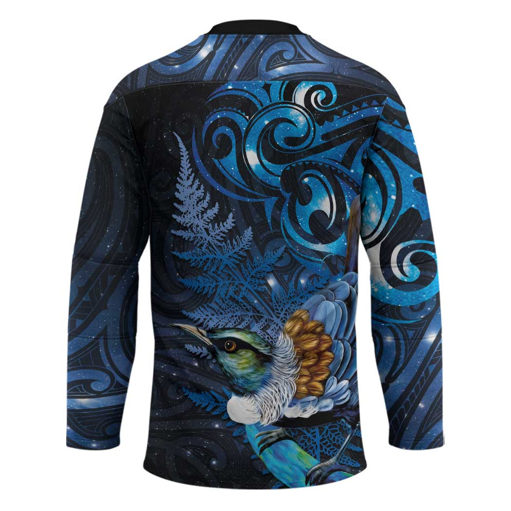 Aotearoa Matariki Hockey Jersey Maori Tribal with Silver Fern and Tui Bird Galaxy Style LT03 - Polynesian Pride