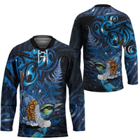 Aotearoa Matariki Hockey Jersey Maori Tribal with Silver Fern and Tui Bird Galaxy Style LT03 - Polynesian Pride