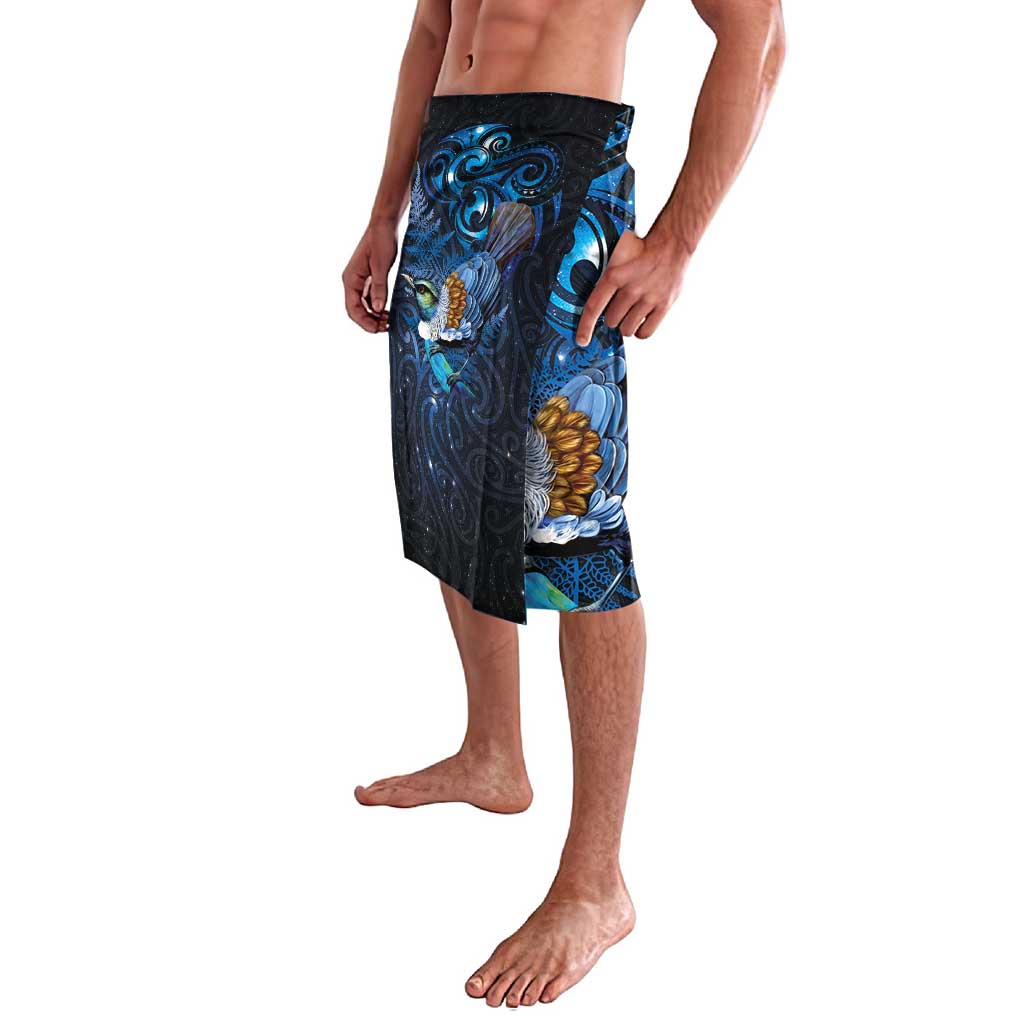 Aotearoa Matariki Lavalava Maori Tribal with Silver Fern and Tui Bird Galaxy Style - Polynesian Pride