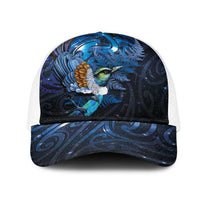 Aotearoa Matariki Mesh Trucker Cap Maori Tribal with Silver Fern and Tui Bird Galaxy Style - Polynesian Pride