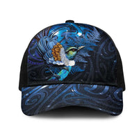 Aotearoa Matariki Mesh Trucker Cap Maori Tribal with Silver Fern and Tui Bird Galaxy Style - Polynesian Pride