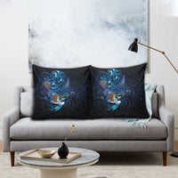 Aotearoa Matariki Pillow Cover Maori Tribal with Silver Fern and Tui Bird Galaxy Style LT03 - Polynesian Pride
