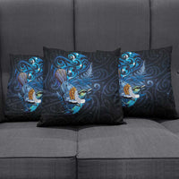 Aotearoa Matariki Pillow Cover Maori Tribal with Silver Fern and Tui Bird Galaxy Style LT03 - Polynesian Pride