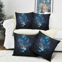 Aotearoa Matariki Pillow Cover Maori Tribal with Silver Fern and Tui Bird Galaxy Style LT03 - Polynesian Pride