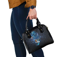 Aotearoa Matariki Shoulder Handbag Maori Tribal with Silver Fern and Tui Bird Galaxy Style - Polynesian Pride