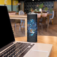 Aotearoa Matariki Skinny Tumbler Maori Tribal with Silver Fern and Tui Bird Galaxy Style LT03 - Polynesian Pride