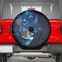 Aotearoa Matariki Spare Tire Cover Maori Tribal with Silver Fern and Tui Bird Galaxy Style LT03 - Polynesian Pride