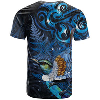 Aotearoa Matariki T Shirt Maori Tribal with Silver Fern and Tui Bird Galaxy Style LT03 - Polynesian Pride