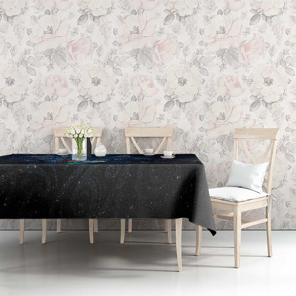 Aotearoa Matariki Tablecloth Maori Tribal with Silver Fern and Tui Bird Galaxy Style - Polynesian Pride