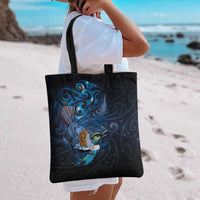 Aotearoa Matariki Tote Bag Maori Tribal with Silver Fern and Tui Bird Galaxy Style LT03 - Polynesian Pride