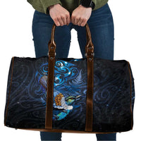 Aotearoa Matariki Travel Bag Maori Tribal with Silver Fern and Tui Bird Galaxy Style LT03 Navy - Polynesian Pride
