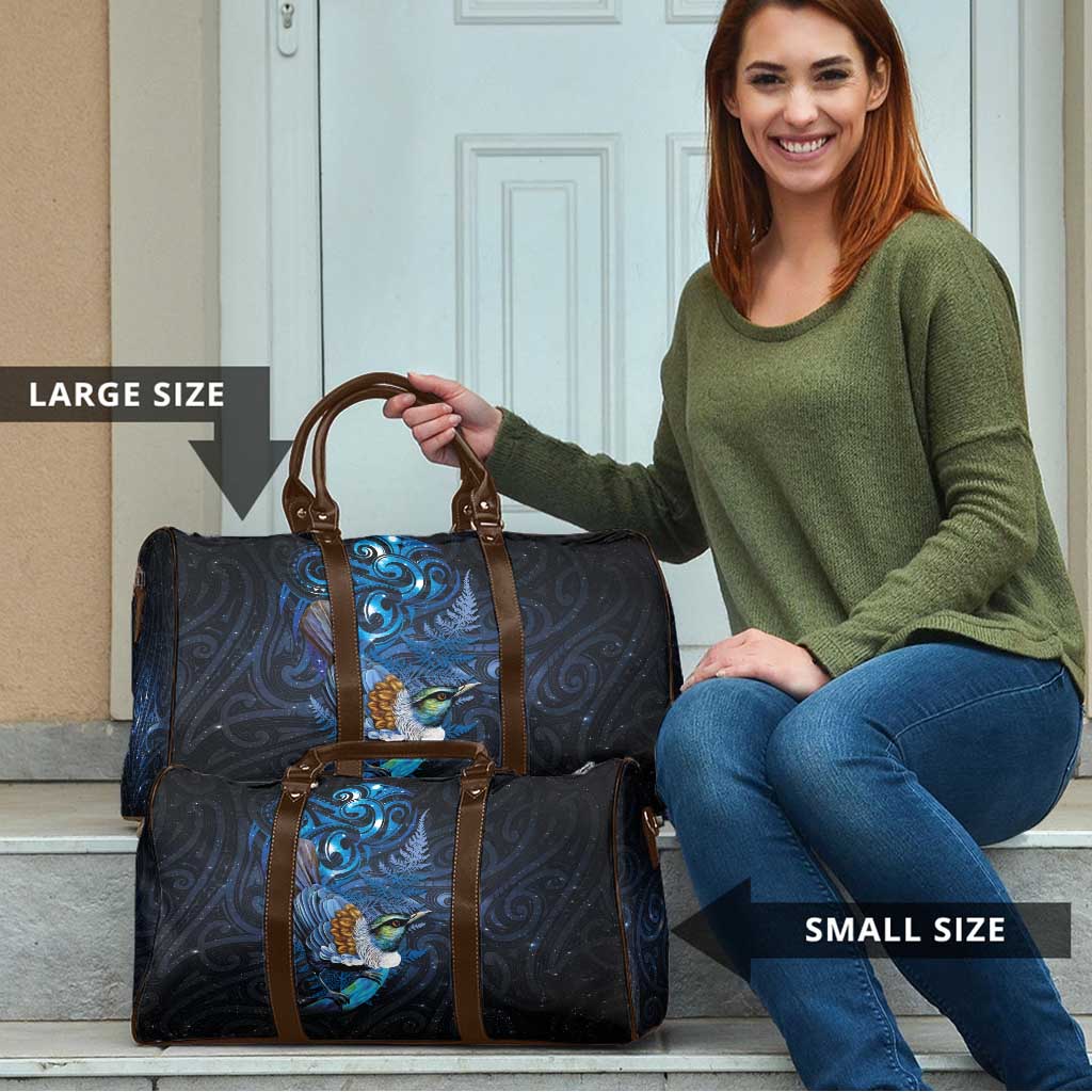 Aotearoa Matariki Travel Bag Maori Tribal with Silver Fern and Tui Bird Galaxy Style LT03 - Polynesian Pride