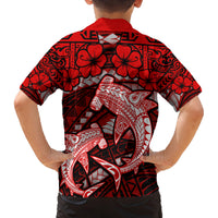 Polynesian Shark Valentine Day Family Matching Tank Maxi Dress and Hawaiian Shirt Hibiscus and Tribal Tattoo Red Style LT03 - Polynesian Pride