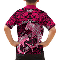 Polynesian Shark Valentine Day Family Matching Off Shoulder Maxi Dress and Hawaiian Shirt Hibiscus and Tribal Tattoo Pink Style LT03 - Polynesian Pride