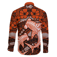 Polynesian Shark Valentine Day Family Matching Summer Maxi Dress and Hawaiian Shirt Hibiscus and Tribal Tattoo Orange Style LT03 - Polynesian Pride
