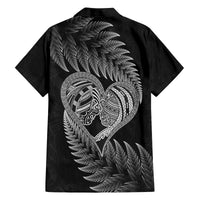 New Zealand Valentine Day Family Matching Off Shoulder Long Sleeve Dress and Hawaiian Shirt Aotearoa Warrior and Woman Love Heart Maori Pattern LT03 - Polynesian Pride