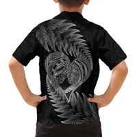 New Zealand Valentine Day Family Matching Off Shoulder Short Dress and Hawaiian Shirt Aotearoa Warrior and Woman Love Heart Maori Pattern LT03 - Polynesian Pride