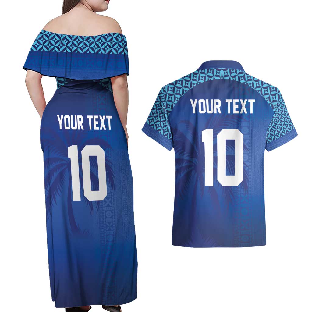 Custom Fiji Football-Towards World Cup 2026 Couples Matching Off Shoulder Maxi Dress and Hawaiian Shirt LT03 - Polynesian Pride
